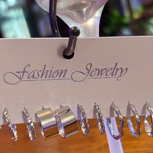 Silver Hoop and Twist Earring Set